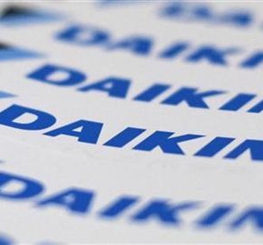 The logos of Daikin Industries Ltd are seen at the company's office in Tokyo